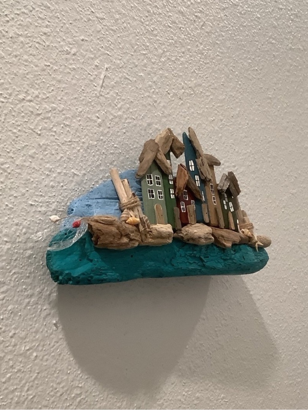 Driftwood Art, Driftwood Fishing Village, Driftwood Coastal Art - Picture 3 of 7